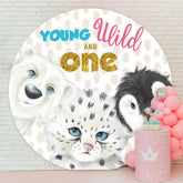 Aperturee - Circle Young Wild One Animals Birthday Backdrop